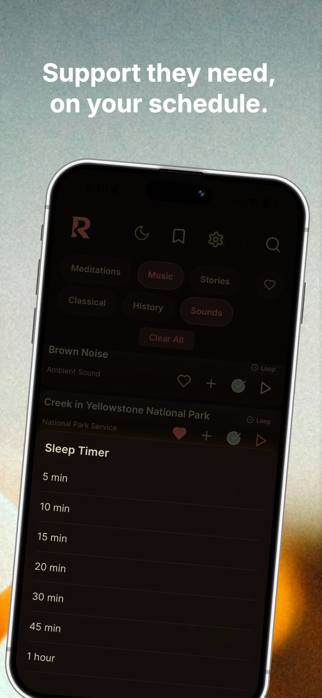Always dark UI — no bright colors, no melatonin suppression