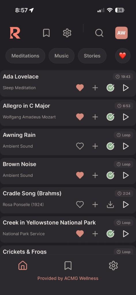 Main home screen with logo at top and organization name in bottom nav