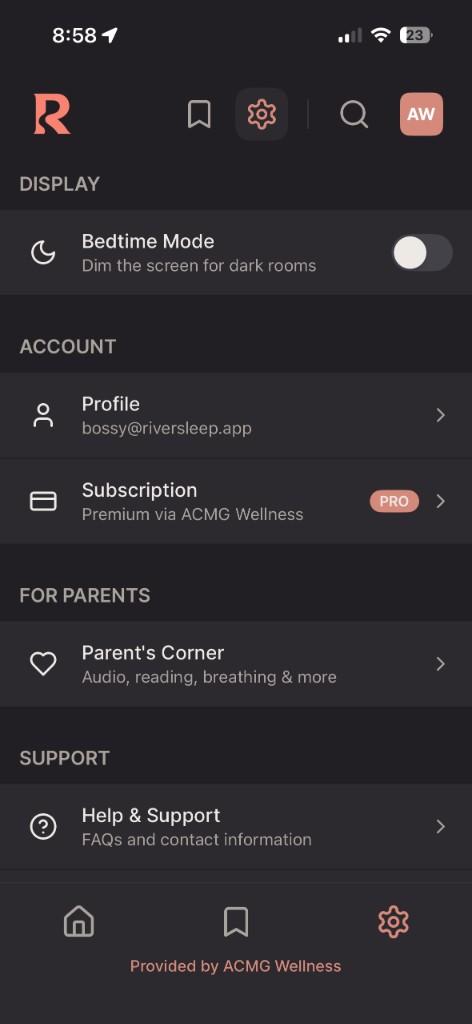 Settings page with partner branding